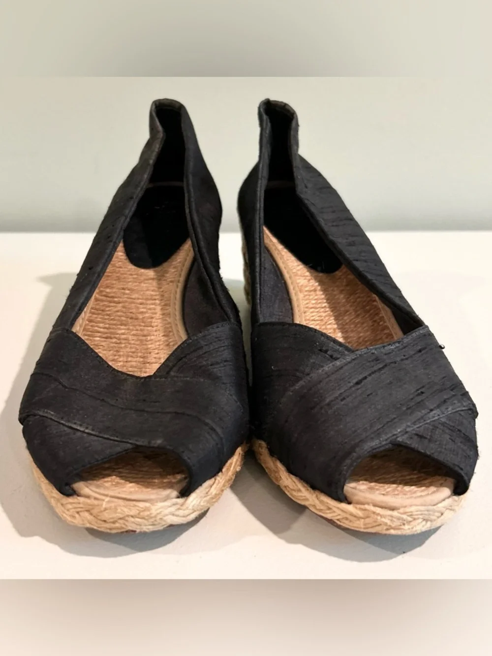 Lauren Ralph Lauren Black Espadrille Wedge Sandals Shoes 8.5